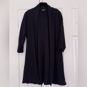Eileen Fisher Ribbed Textured Cardigan Black 3/4 Sleeve sz M